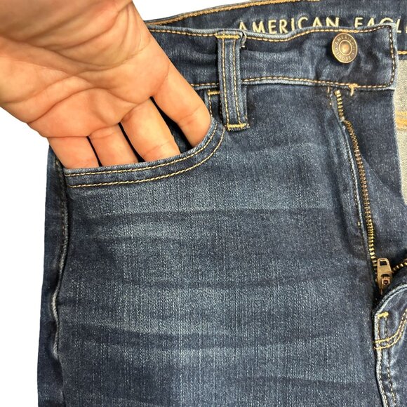 American Eagle Womens 0 Blue Skinny Jeans 360 Next Level Stretch Dark Wash Denim - Picture 4 of 13